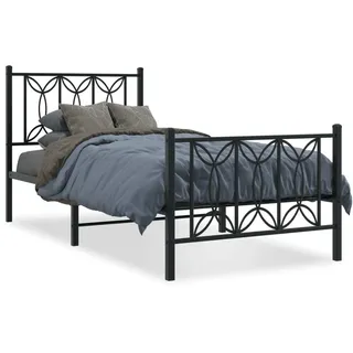 vidaXL Bettgestell mit Kopf- und Fußteil Metall Schwarz 80x200 cm - Schwarz
