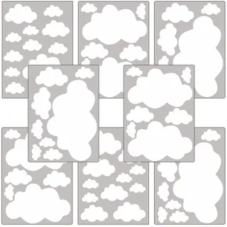 PREMYO 70 Wolken Wandsticker Kinderzimmer Mädchen Jungen - Wandtattoo - Wandaufkleber Selbstklebend Weiß