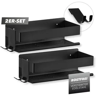 Benkstein Duschablage 2er-Set | Duschregal – zum Kleben oder Bohren | Duschkorb zum Hängen – ohne Bohren montierbar | Duschgel & Shampoo Halterung für Dusche & Co. | Badezimmer Organizer, Shower Shelf