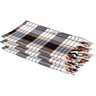 Carenesse Hamamtuch Classic 3er Set 80 x 170 cm I Hamam Handtücher 100% Baumwolle I 3X saugfähiges & schnell trocknendes Pestemal schwarz kariert I Kompaktes Strandtuch Saunahandtuch