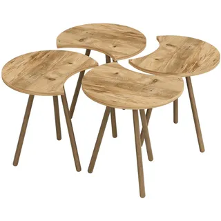 [en.casa] Couchtisch Højer im 4er Set 48 x 45 x 32 cm Holzoptik