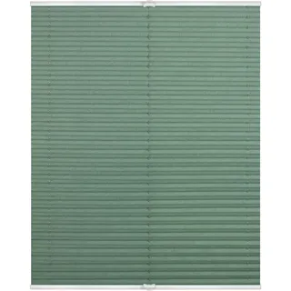 Lichtblick Plissee Blickdicht ohne Bohren Salbei 110 cm x 130 cm (B x L) | Plissee Klemmfix, verspannt, lichtdurchlässig, Uni, mit eleganter Crushed Optik, Montage ohne Bohren, Mit Lichtfilter