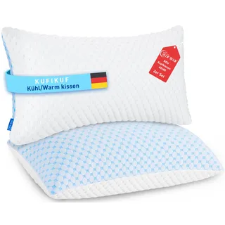 KUFIKUF Kopfkissen 40x80 2er Set - Kissen Mikrofaser Weiches Atmungsaktiv für Allergiker, Höhenverstellbar Schlafkissen Seiten & Rücken & Bauchschläfer, Ergonomisches Kissen für Nackenschmerzen