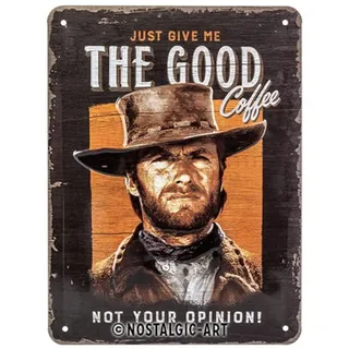 Nostalgic-Art Retro Blechschild, 15 x 20 cm, The Good Coffee – Geschenk-Idee für Western-Fans, aus Metall, Vintage Design