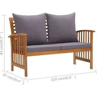 vidaXL 5-tlg. Garten-Lounge-Set mit Auflagen Massivholz Akazie