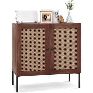 Fantask Buffetschrank FANTASK mit 2 Rattantüren 80 x 40 x 80 cm WALNUSS