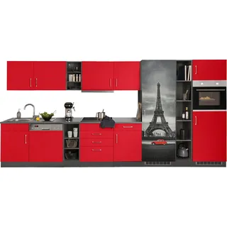 kochstation Küchenzeile 400 cm rot