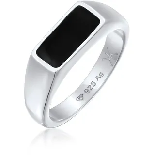 Siegelring KUZZOI "Ring Herren Siegelring Emaille Schwarz 925 Sterling Silber" Gr. 66, silber, Fingerringe, Herren, 66, ohne Stein, Silber 925 (Sterlingsilber), 13mm, Siegelring