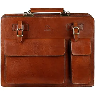 Zeitbeständigkeit Leder-Aktentasche – edle Ledertasche für Herren – Business-Aktentasche – Vintage-Aktentasche (Cognac Braun)