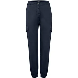 Cargohose OXMO "Cargohose OXCoco", Damen, Gr. XS, N-Gr, blau (total eclipse), Obermaterial: 98% Baumwolle CO. 2% Elasthan EL., Hosen Cargohose