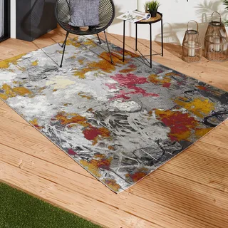 Andiamo Teppich ANDIAMO "Portland", bunt (grau, multi), B:120cm H:3mm L:170cm, Obermaterial: 75% Polypropylen, 25% Polyester, Teppiche, Teppich, modernes Design, In- und Outdoor geeignet, Balkon, Terrasse