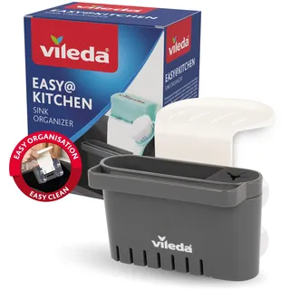 Vileda Schwammhalter Spülbecken - Ohne Bohren - Schwammhalter Küche mit Saugnapf - Mini Spülbecken Organizer für Schwämme & Bürsten - Langlebig & Einfache Anbringung