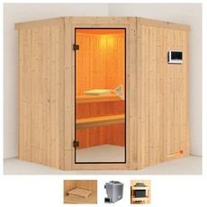 Bild von Sauna »Stine«, (Set), 9 KW-Bio-Ofen mit externer Steuerung beige