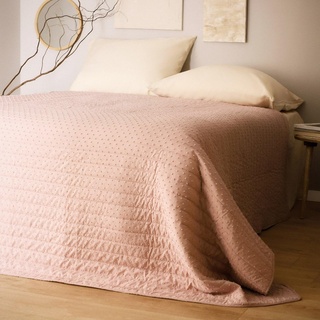 HOMLA Kuscheldecke Tagesdecke Wohndecke Sofadecke Decke Flauschdecke gepunktet rosa 200x220 cm