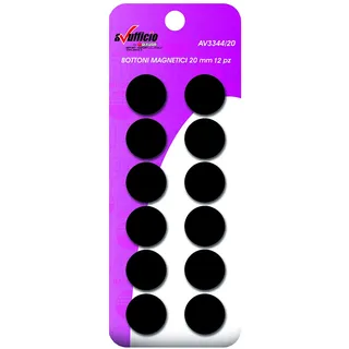 Alevar 12 Magnetknöpfe für Büro-Pinnwand, Kühlschrankmagnet, Durchmesser 20 mm, Farbe Schwarz