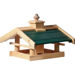 dobar green label Vogelhaus "Kulusuk" mit grünem Dach | Vogelfutterstation für Ständer | Wildvogelfutterplatz aus Holz | 39 x 30 x 22 cm | Kiefer