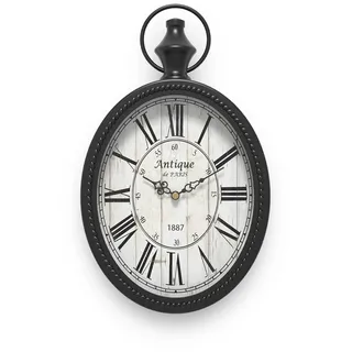 menterry Retro-Ovale Wanduhr 28,5 cm 28,5 cm schwarz