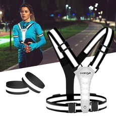 LuTuo LED Warnweste Fahrrad, 360° Reflektorweste mit Hoher Sichtbarkeit, Verstellbarer Taille/Schulter Laufweste, Wiederaufladbare USB-C Lauflicht Joggen Laufen, Hund, Spazierengehen, Radfahren