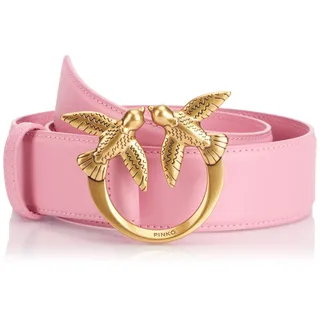 Pinko Damen Love Berry H4 Belt Kalbsleder Seide Gürtel, P31q_Marine-Antik-Gold, S