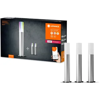 Ledvance Smarte LED-Gartenleuchte Erweiterung-Set mit 3 Poles, dimmbare Lichterkette mit kabelloser Steuerung, Zigbee-Technologie, RGB-Farbsteuerung, Farbtemperatur 2000-6500 K, 3 W für 420 lm