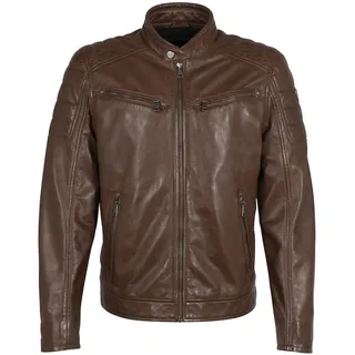 Lederjacke MAURITIUS "GBDerry LAORV", Herren, Gr. 4XL, braun (cognac), Obermaterial: 100% Schafsleder. Futter: 100% Baumwolle. Ärmelfutter: 100% Polyester, unifarben, regular fit kurz, eingesetzt abgesteppt, Jacken Lederjacke, mit Stehkragen, Reißverschluss, Schulterpasse