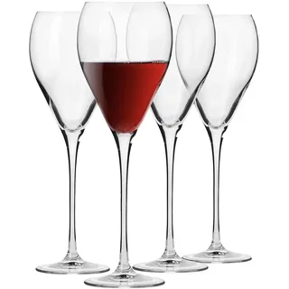 Krosno - Perla Rotwein Gläser 4er Set, 480ml - Große Weingläser Rotweinglas - Kristallines Glas, Bleifreies Glas, Langlebig, Kratzfest - Mocktailgläser Cocktailgläser - Spülmaschinenfest