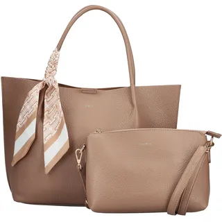 Shopper RIEKER, Damen, Gr. B/H/T: 30cm x 28cm x 8cm, braun, Lederimitat, Taschen Shopper, Set 2tlg.: Shopper und Innentasche mit abnehmbarem Schultergurt