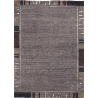 Wollteppich OCI DIE TEPPICHMARKE "Sensation Rekhi" Gr. 33, grau (dunkelgrau), B:200cm H:6mm L:250cm, Seide, Wolle, Teppiche, Wollteppich, handgeknüpft, Nepal, reine Wolle, Wohnzimmer
