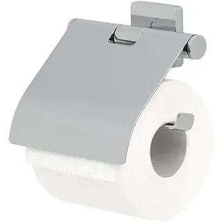 Tiger Dock Toilettenpapierhalter mit Deckel, schwenkbarer Papierrollenhalter aus verchromtem Edelstahl, BxHxT: 13,2 x 13,5 x 4,1 cm
