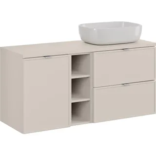 Badezimmerschrank 120 cm mit Arbeitsplatte und Aufsatzwaschbecken