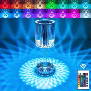Ausolee LED Tischlampe aus Kristall, Kristall Diamant Nachttischlampe Touch und Dimmbar [16 Farben & 4 Modi ] Mit Fernbedienung, RGB Farbwechsel Nachtlicht für Schlafzimmer Restaurant, Wohnzimme