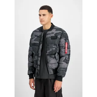 Bomberjacke ALPHA INDUSTRIES "MA-1 Puffer Bomber Camo", Herren, Gr. XXL, schwarz (schwarz camo), Obermaterial: 100% Polyester. Futter: 100% Polyester. Füllung: 100% Polyester, Jacken Bomberjacke