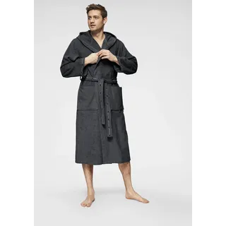 Bruno Banani Herrenbademantel »Danny, Normallänge & Überlänge, auch in extra lang, Hotelbademantel« 1 Stk. mit Logostreifen, Herren Bademantel aus 100% Baumwolle, S-4XL, grau