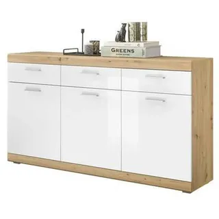 Mid.you Sideboard , Kunststoff , 3 Fächer , 3 Schubladen , 165x91x38 cm , Beimöbel erhältlich , Kleinmöbel, Kommoden, Sideboards