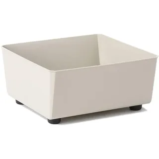 LAMELA Quadratischer Pflanzkasten mit eleganten Füßen – Beigefarbener Blumenkübel aus robustem Kunststoff 28,5 x 28,5 cm, 7,5L – Wetterfest & Pflegeleicht - für Innen & Außen