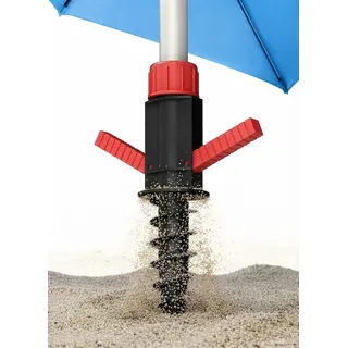 4smile Sonnenschirmständer Strand, Schwarzrot | Bodenhülse für Sonnenschirm zum Eindrehen in den Boden - Stabiler Schirmständer Strand, Schirmständer