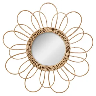 Weidenblumenspiegel beige 38cm Boho Dekospiegel Hängespiegel Rundspiegel Deko