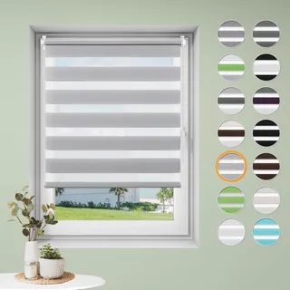 Doppelrollo klemmfix ohne Bohren B90 x H200cm-Stoffbreite 86cm Grau Rollos für Fenster Fensterrollo innen ohne Bohren Klemmrollo Rollo Springrollos Sonnenschutz & Sichtschutz