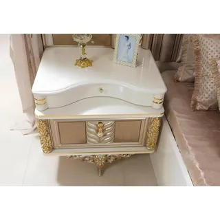 Schlafzimmer Set Bett 2xNachttische Schminktisch mit-Spiegel Luxus neu - Beige