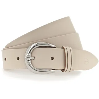 Ledergürtel TAMARIS "Clara Silver", Damen, Gr. 100, beige, Rindsleder, unifarben, Basic, Gürtel Ledergürtel, mit glänzender silberfarbener Schließe, unifarben, 3 cm breit