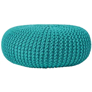 Homescapes Strick-Pouf petrol-grün, Bodenkissen rund 70/70/23 cm , Textil , Uni , Rund , 70x23x70 cm , Wohnzimmer, Sessel, Hocker & Hockerbänke, Poufs