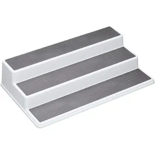 Copco Basics 3-stufiges Gewürzregal für den Innenschrank, rutschfestes Küchenregal, 38 x 22,5 x 8,5cm, weiß/grau