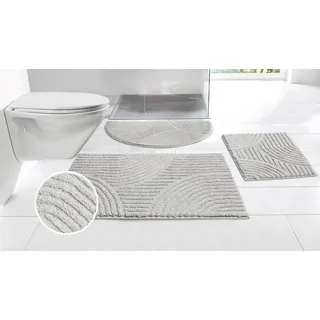 Badematte OTTO HOME "Ognon, Scandi, Boho, modernes Muster" Gr. 6, grau (hellgrau), H:15mm, Polyester, Badematten, Badematte, Badteppich, Uni Farben, Hoch-Tief-Effekt