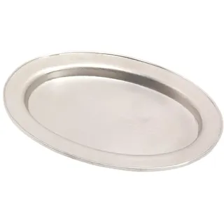 NKlaus Klassisches Tablett oval 9x5,5cm Messing vernickelt Schmuckablage Kerzenteller Oberfläche glatt 10601