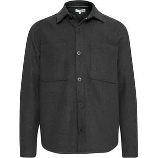Langarmhemd SOLID "Langarmhemd SDTam", Herren, Gr. XXL, N-Gr, grau (medium grau melange), Obermaterial: 100% Polyester PES., Hemden Langarmhemd