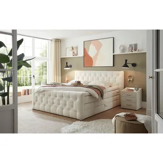 ed exciting design Boxspringbett »"Cashfield", OTTOs Choice! Topseller inkl. zwei Bettkästen & Topper« erhältlich in den Größen 160x200cm und 180x200cm, beige