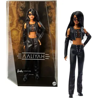 Barbie Aaliyah Sammelfigur im schwarzen Kunstleder-Outfit (HRM80)