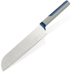 Tasty Santokumesser Live Knife– 18cm Klinge – Für präzises Schneiden in Küche: Hacken, Würfeln, Filieren – Grau/Blau/Silber