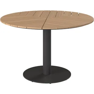 Ambia Garden Gartentisch , Naturfarben, Schwarz , Metall, Kunststoff , Holzoptik , rund , zylindrisch , 120x74x120 cm , Gartenmöbel, Gartentische, Gartentische