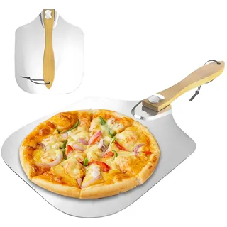 65 cm Edelstahl Pizzaschieber – Pizzaschaufel 30 cm mit Holzgriff, backblech pizza Zubehör, Rostfreier Pizzaheber für Pizzastein